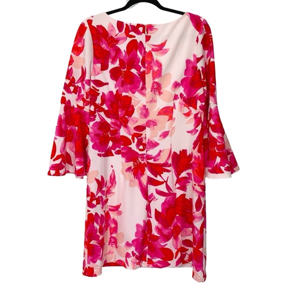 Eliza J Dress Womens 10 Pink White Floral Long Sleeve Wedding Event Modest - Picture 2 of 9